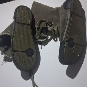 Olive Green Suede Boots